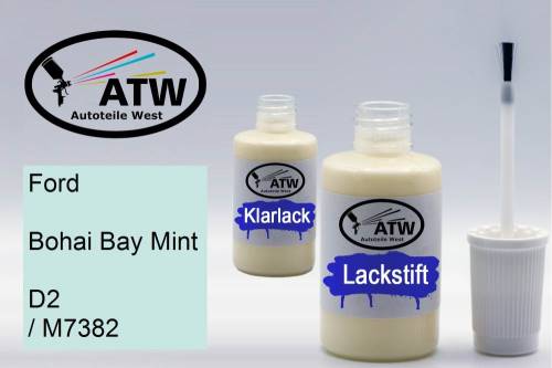 Ford, Bohai Bay Mint, D2 / M7382: 20ml Lackstift + 20ml Klarlack - Set, von ATW Autoteile West.